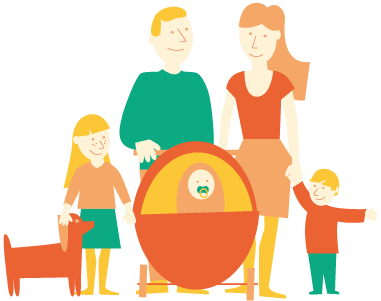 grafika przedstawiająca rodzinę z dziećmi