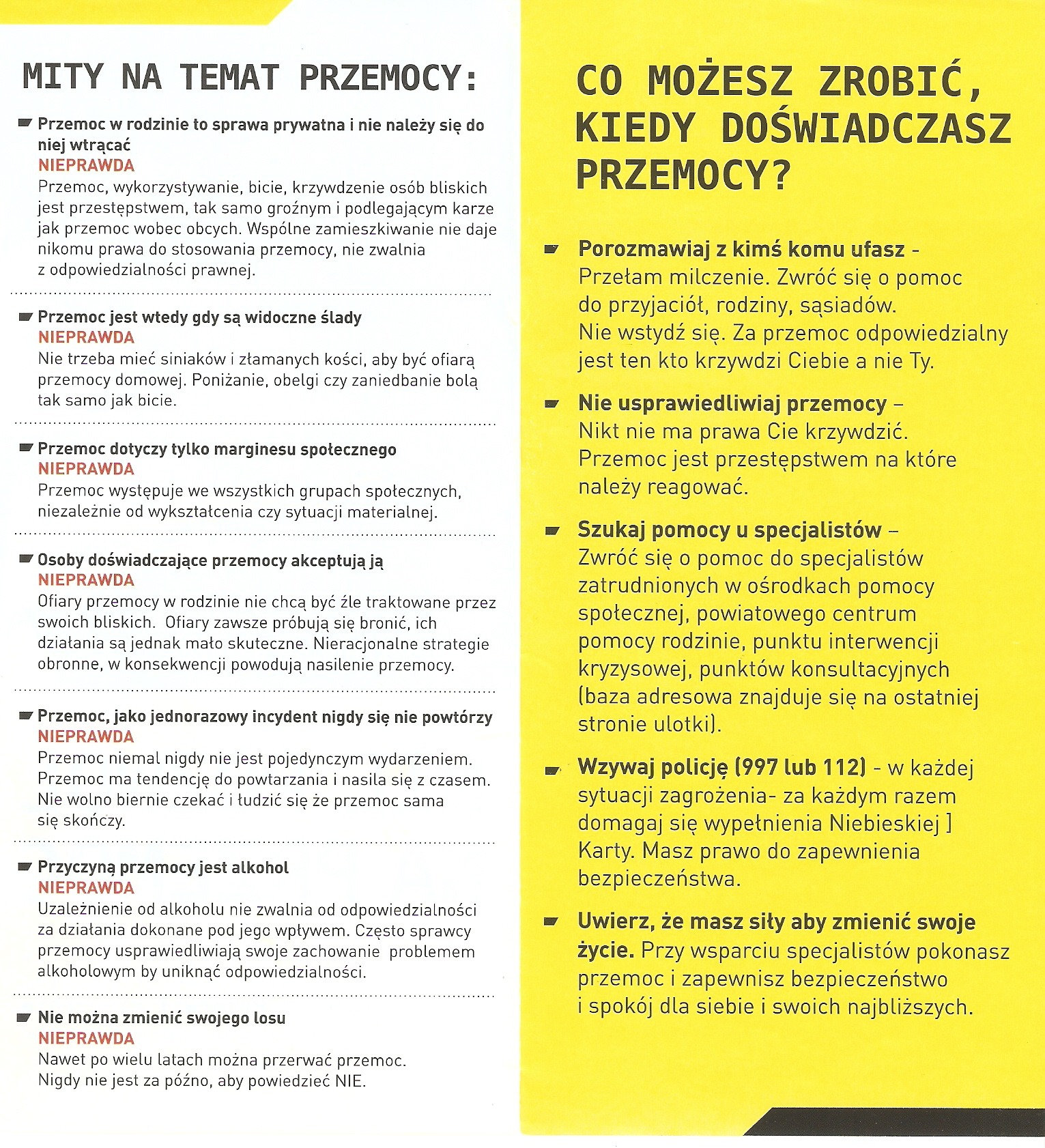 Plakat - MITY NA TEMAT PRZEMOCY, CO MOŻESZ ZROBIĆ, KIEDY DOŚWIADCZASZ PRZEMOCY?